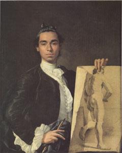 Melendez, Luis Eugenio Portrait of the Artist Holding a Life Study (mk05) oil painting image